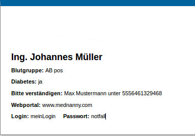 Notfallkarte Muster